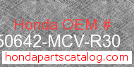 Honda 50642-MCV-R30 genuine part number image