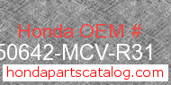 Honda 50642-MCV-R31 genuine part number image