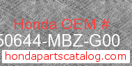 Honda 50644-MBZ-G00 genuine part number image