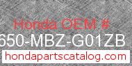 Honda 50650-MBZ-G01ZB genuine part number image