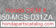Honda 50650-MGS-D31ZA genuine part number image