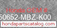 Honda 50652-MBZ-K00 genuine part number image