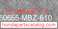 Honda 50655-MBZ-610 genuine part number image