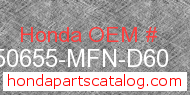 Honda 50655-MFN-D60 genuine part number image