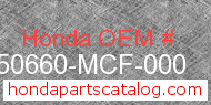 Honda 50660-MCF-000 genuine part number image