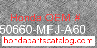 Honda 50660-MFJ-A60 genuine part number image