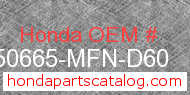 Honda 50665-MFN-D60 genuine part number image