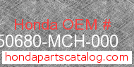 Honda 50680-MCH-000 genuine part number image