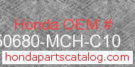 Honda 50680-MCH-C10 genuine part number image