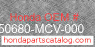 Honda 50680-MCV-000 genuine part number image
