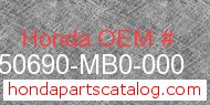 Honda 50690-MB0-000 genuine part number image