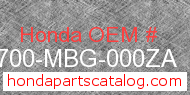 Honda 50700-MBG-000ZA genuine part number image