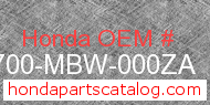 Honda 50700-MBW-000ZA genuine part number image