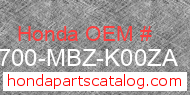Honda 50700-MBZ-K00ZA genuine part number image