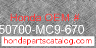 Honda 50700-MC9-670 genuine part number image
