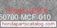 Honda 50700-MCF-010 genuine part number image