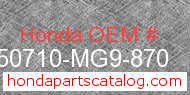 Honda 50710-MG9-870 genuine part number image