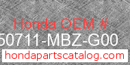Honda 50711-MBZ-G00 genuine part number image