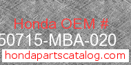 Honda 50715-MBA-020 genuine part number image