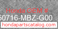 Honda 50716-MBZ-G00 genuine part number image