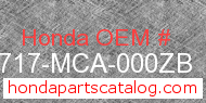 Honda 50717-MCA-000ZB genuine part number image