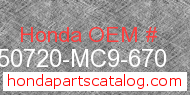 Honda 50720-MC9-670 genuine part number image