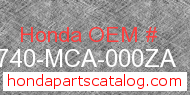 Honda 50740-MCA-000ZA genuine part number image