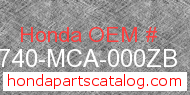 Honda 50740-MCA-000ZB genuine part number image