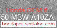 Honda 50750-MBW-A10ZA genuine part number image