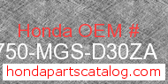 Honda 50750-MGS-D30ZA genuine part number image