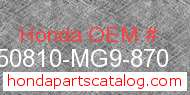 Honda 50810-MG9-870 genuine part number image