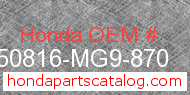 Honda 50816-MG9-870 genuine part number image