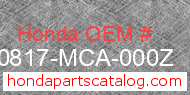 Honda 50817-MCA-000Z genuine part number image