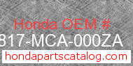 Honda 50817-MCA-000ZA genuine part number image