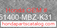 Honda 51400-MBZ-K31 genuine part number image
