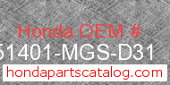 Honda 51401-MGS-D31 genuine part number image