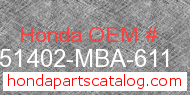 Honda 51402-MBA-611 genuine part number image