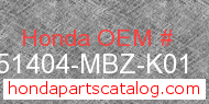 Honda 51404-MBZ-K01 genuine part number image