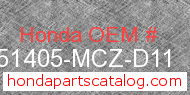 Honda 51405-MCZ-D11 genuine part number image