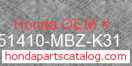 Honda 51410-MBZ-K31 genuine part number image