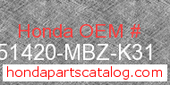 Honda 51420-MBZ-K31 genuine part number image