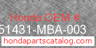 Honda 51431-MBA-003 genuine part number image
