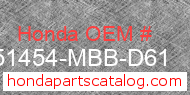 Honda 51454-MBB-D61 genuine part number image