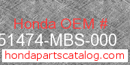 Honda 51474-MBS-000 genuine part number image