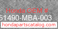 Honda 51490-MBA-003 genuine part number image