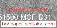 Honda 51500-MCF-D31 genuine part number image