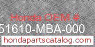 Honda 51610-MBA-000 genuine part number image