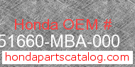 Honda 51660-MBA-000 genuine part number image