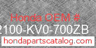 Honda 52100-KV0-700ZB genuine part number image