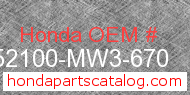 Honda 52100-MW3-670 genuine part number image